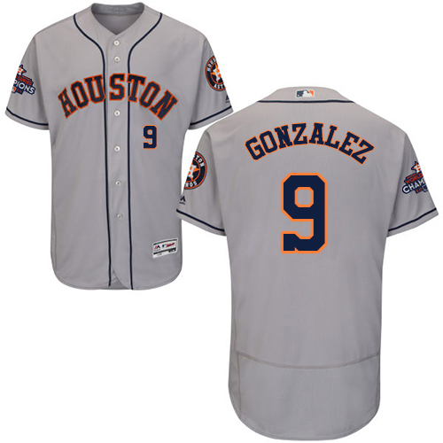 Astros #9 Marwin Gonzalez Grey Flexbase Authentic Collection World Series Champions Stitched MLB Jersey
